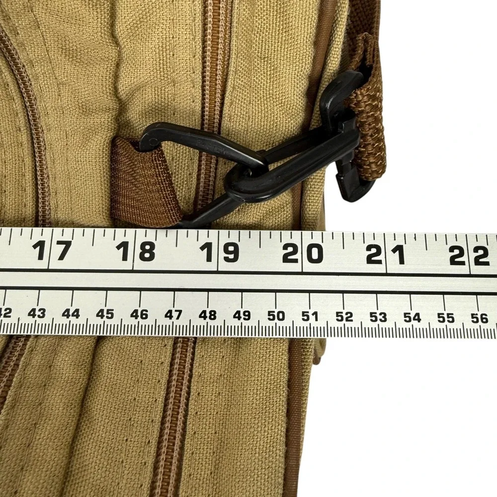 Eddie Bauer Ford Duffel Bag Tan Canvas Travel Gym Weekender‎ Luggage Pocket